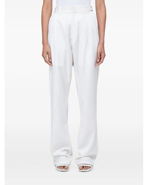 GmbH White Pleated Adjustable-Waist Trousers