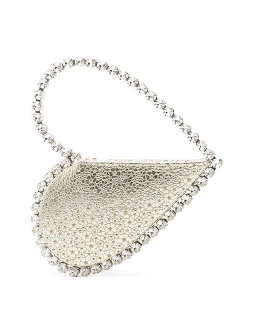 L'ALINGI White Love Rhinestone Embellished Clutch Bag