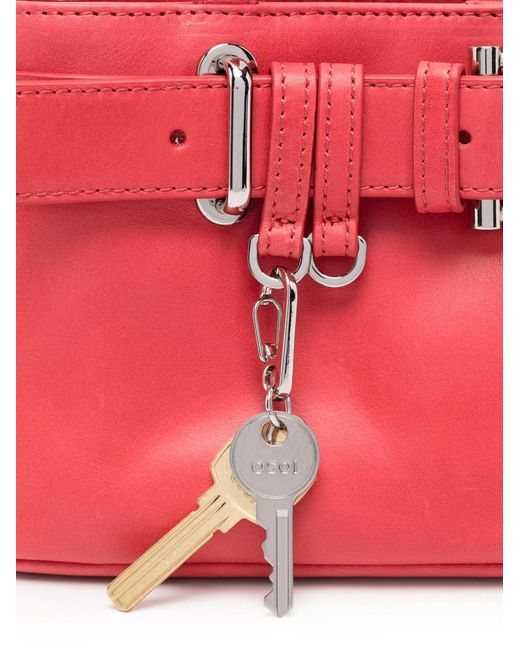 OSOI Red Mini Brocle Leather Tote Bag