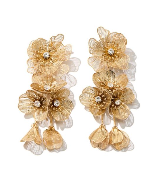 Carolina Herrera Metallic Flower Drop Earrings