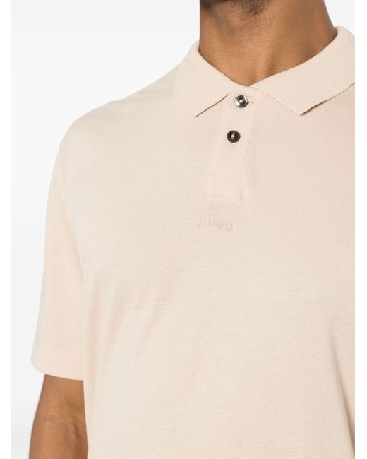 HUGO Natural Logo-print Cotton Polo Shirt for men