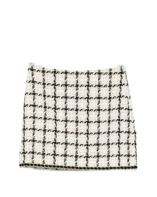 Twinset White Check-Pattern Mini Skirt