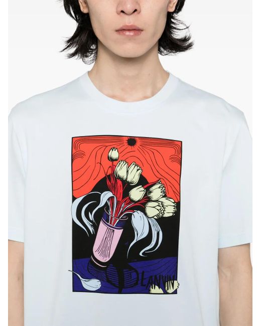 Lanvin White Printed T-Shirt for men