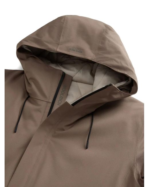 Giacca Trapuntata Con Cappuccio di Woolrich in Brown da Uomo