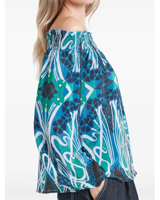 Temperley London Blue Monikh Off-Shoulder Blouse