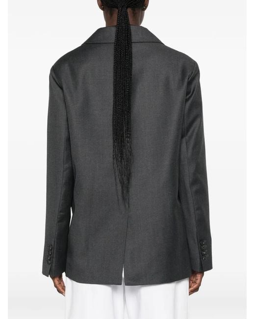 Loulou de Saison Black Notched-Lapel Double-Breasted Blazer