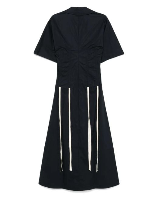 Plan C Blue Cotton Midi Dress