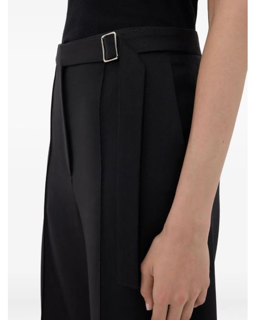 Loulou de Saison Black Pleated Buckle-Fastening Trousers