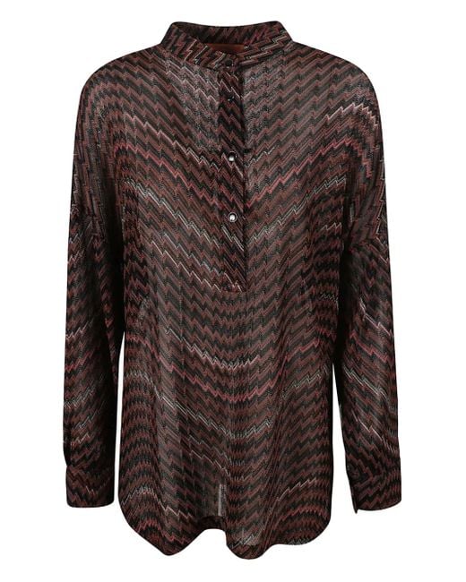 Missoni Chevron Buttoned Top Brown