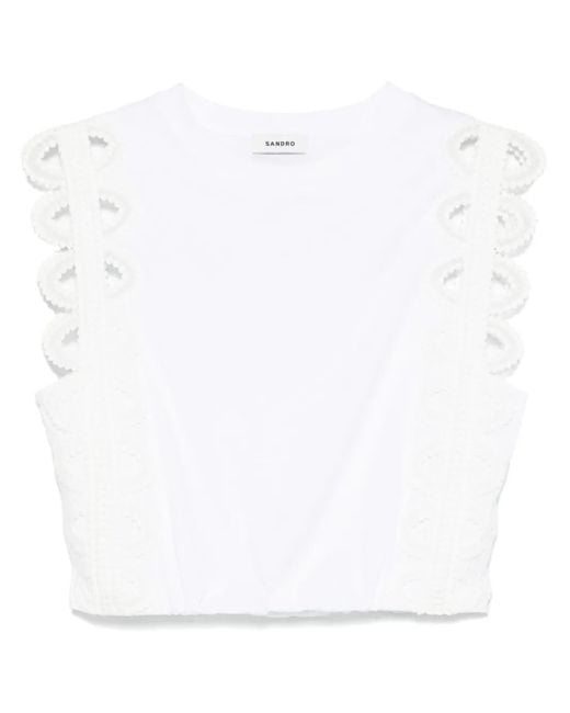 Sandro Cropped T-Shirt in het White