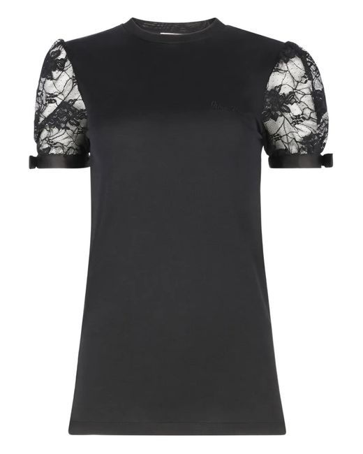 Nina Ricci Black Lace-Embroidered T-Shirt