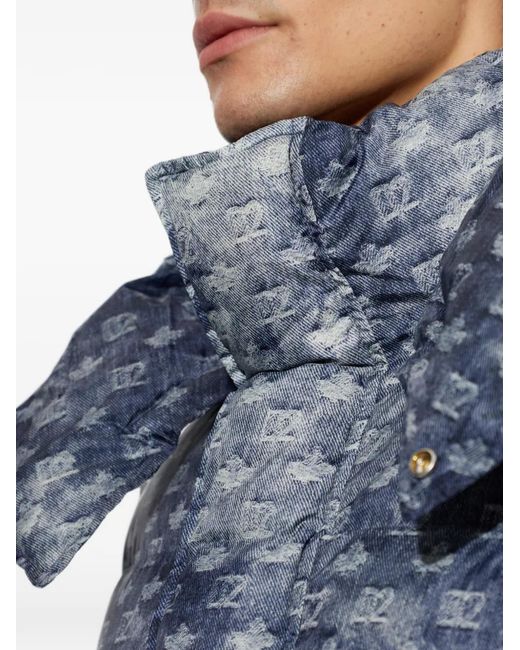 DSquared² Blue D2-Monogram Down Jacket for men