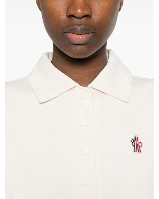 Moncler White Logo-Patch Polo Shirt