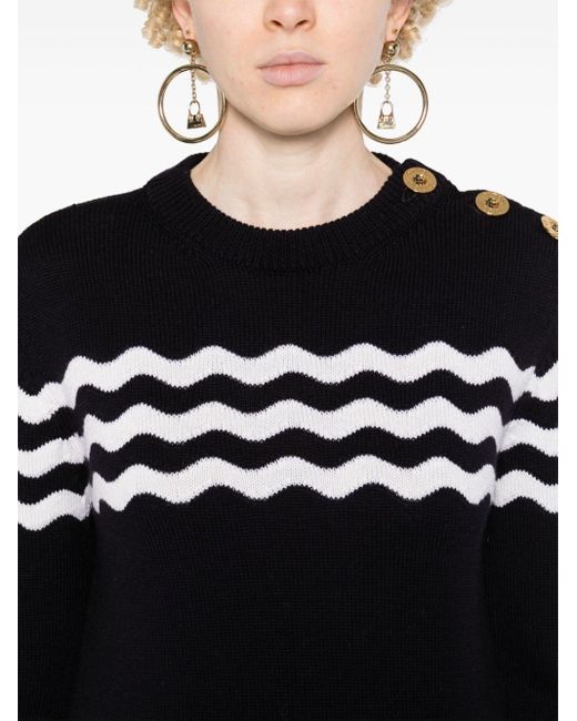 Patou Black Wave Knitted Jumper