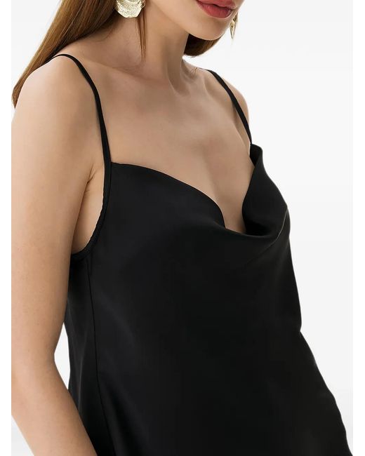 Framboise Black Cowl-Neck Silk Top
