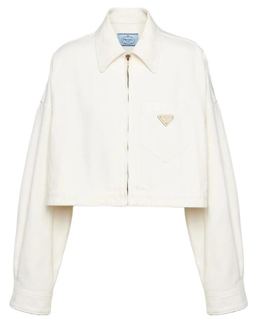 Prada White Triangle Denim Jacket