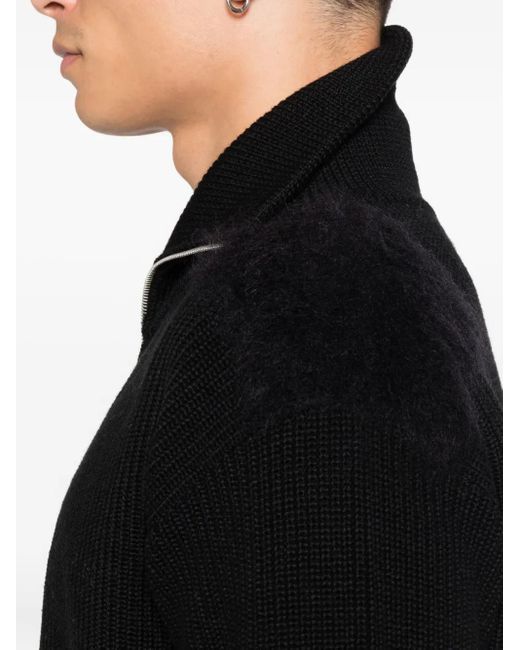 Jil Sander Black High-Neck Zip-Up Cardigan for men