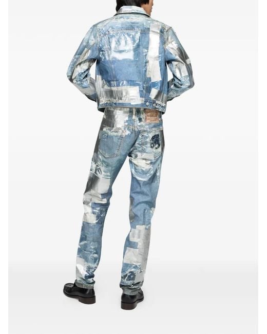 Acne Blue Jean Droit À Design Patchwork for men