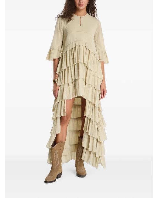 AllSaints Natural Cavarly Ruffled Asymmetric Dress