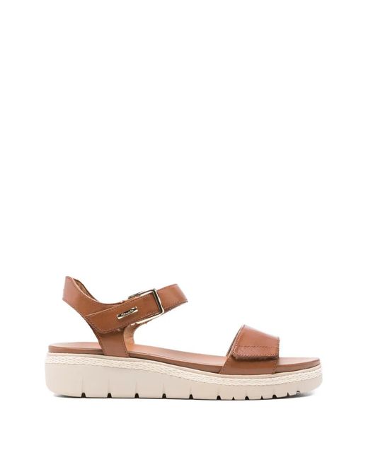 Tamaris Brown Buckle Strap Leather Sandals