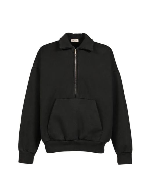 Fear Of God Black Half-Zip Front-Pouch Sweater for men