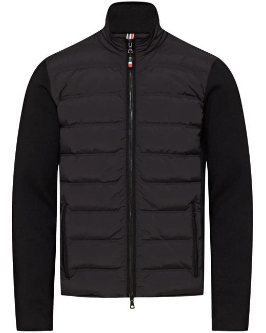 Orlebar Brown Black Merino Wool Padded Zip Jacket for men