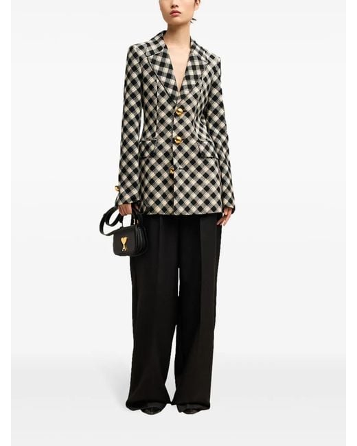 AMI Black Check-Pattern Jacket