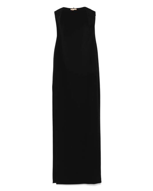Elisabetta Franchi Black Jewel-Detail Crepe Maxi Dress