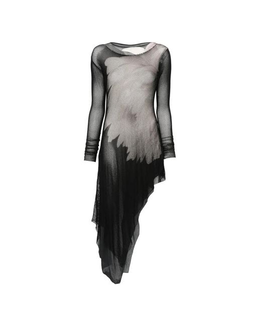 Yohji Yamamoto Gray Robe Mi-Longue À Manches Longues