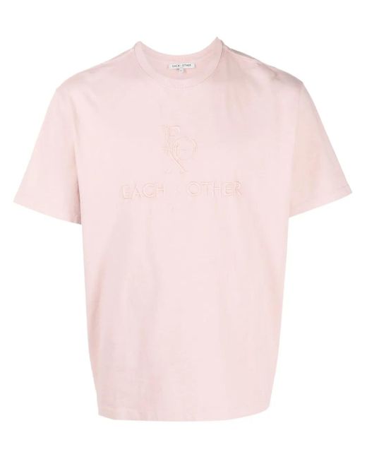 Each x Other Pink Logo-Embroidered Cotton T-Shirt for men