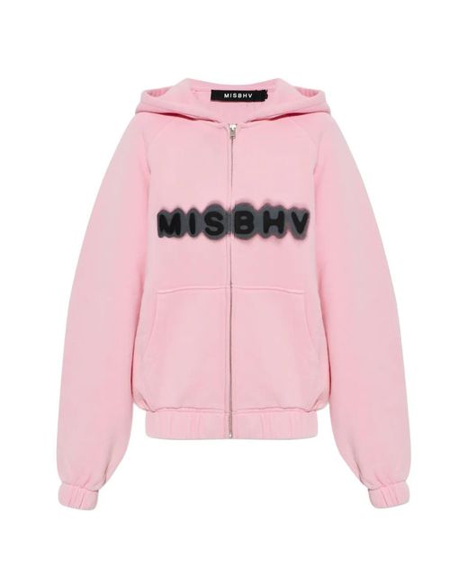 M I S B H V Pink Hoodie En Coton À Logo Imprimé