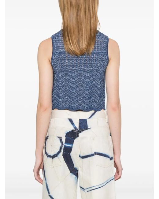 Sandro Blue Glitter-Knit Top