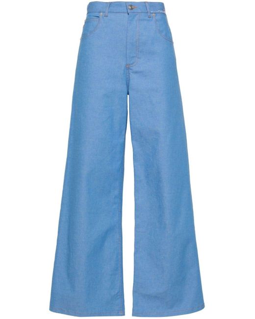 Marni High Waist Jeans Met Wijde Pijpen in het Blue