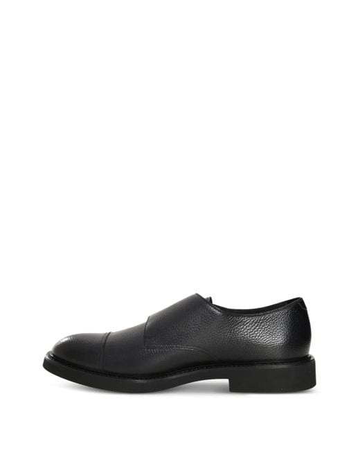 Doucal's Black Buckled Leather Shoes for men