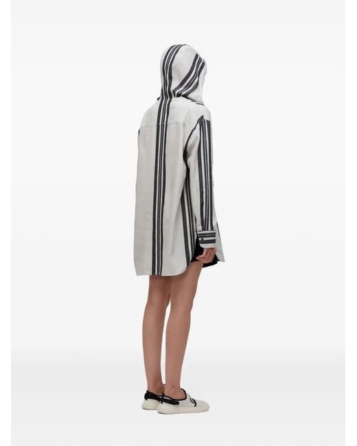 Osklen Gray Hooded Striped Shirt Dress