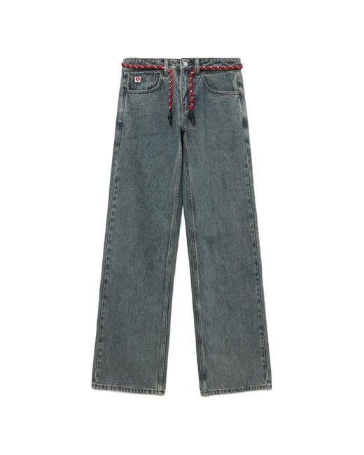 A Bathing Ape Gray Apee Rope Wide-Leg Jeans