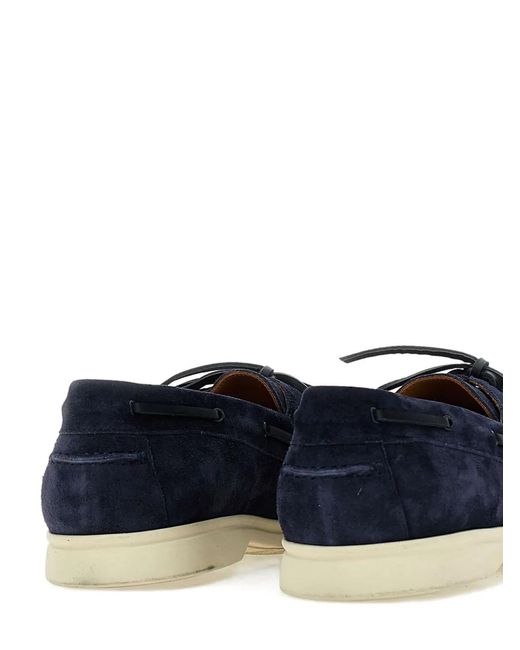 Duca Degli Abruzzi Blue Lace-Up Suede Loafers for men