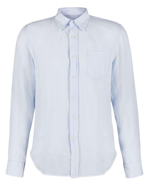 Camicia con colletto a punta di 120% Lino in Blue da Uomo