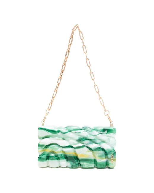 Cult Gaia Green Aura Marbled Clutch Bags