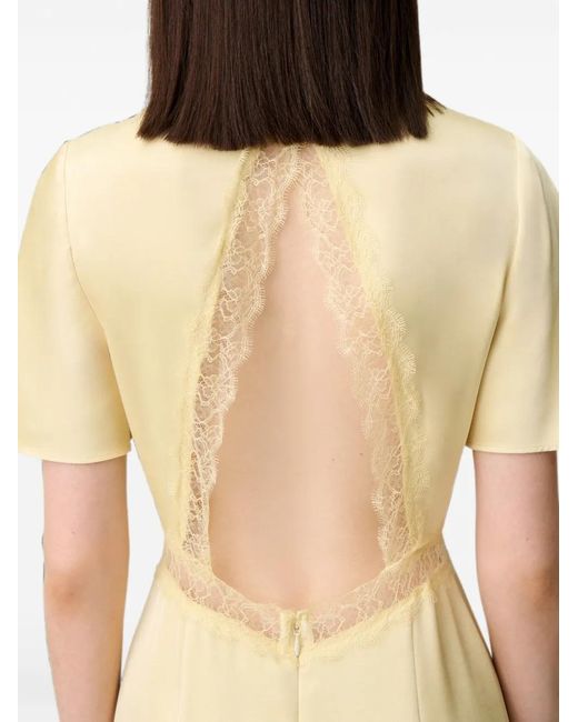 Claudie Pierlot White Lace-Trim Open-Back Midi Dress