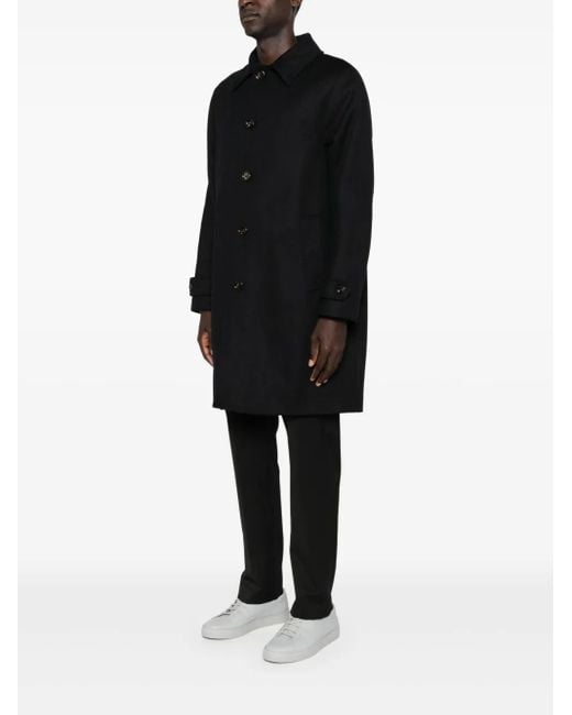 Aspesi Black Button-Fastening Coat for men