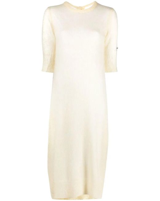 Ganni Multicolor Embroidered-Logo Detail Dress