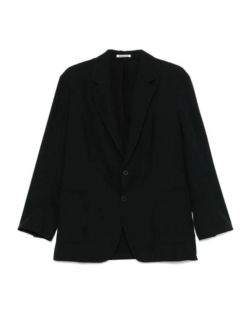 Auralee Black Cotton-Wool Blazer for men