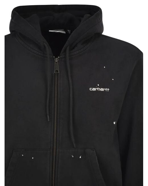 Carhartt Black Paint-Effect Zip-Up Hoodie