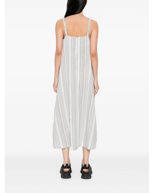 B+ AB White Striped Midi Dress