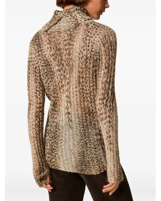 Twinset Brown Pullover mit Leoparden-Print