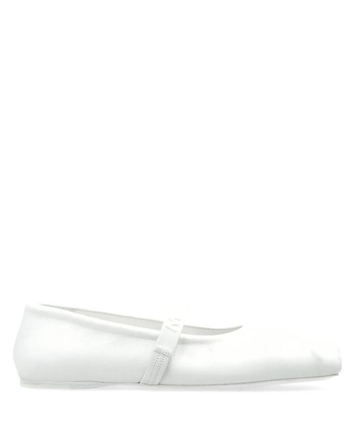 Marni レザーフラットシューズ White