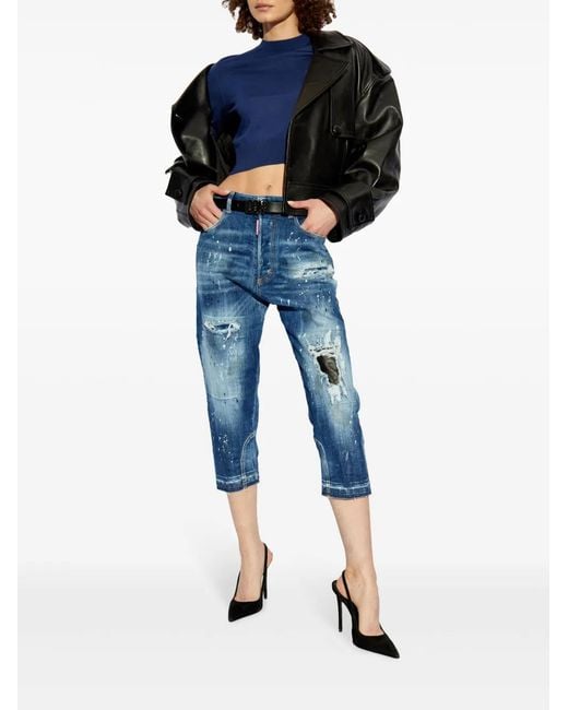 DSquared² Blue Logo-Embroidered T-Shirt