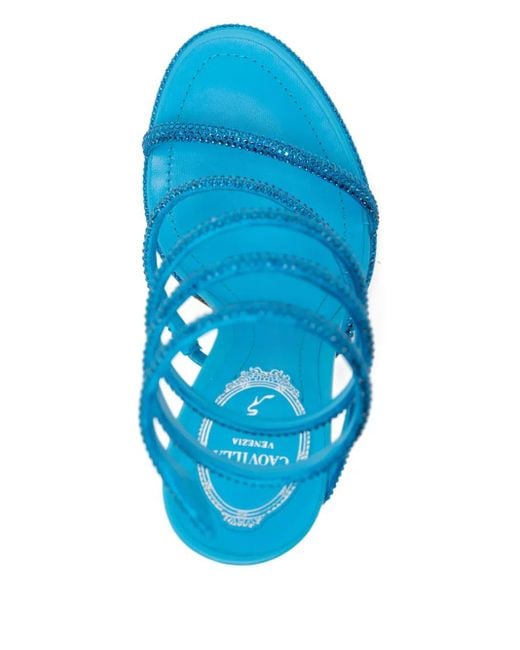 Rene Caovilla Blue 110Mm Crystal-Embellished Spiral-Wrap Sandals