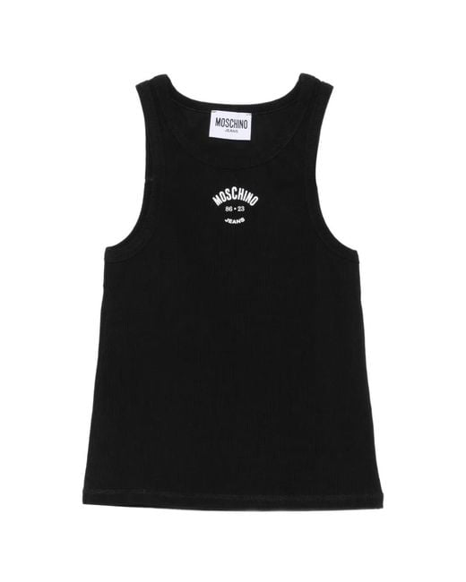 Moschino Black Ribbed-Knit Tank Top